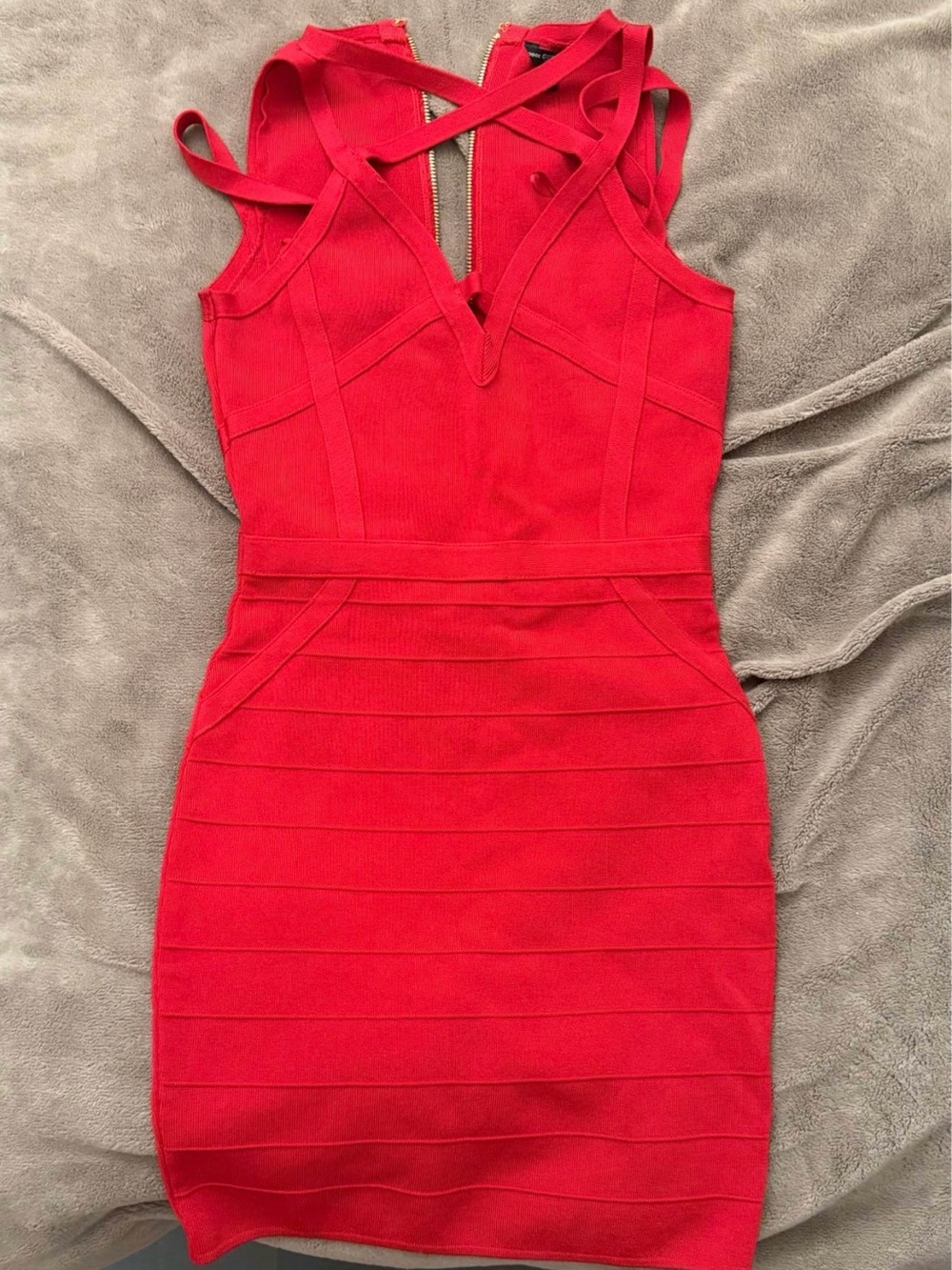 Red Strappy Bodycon Dress - Women